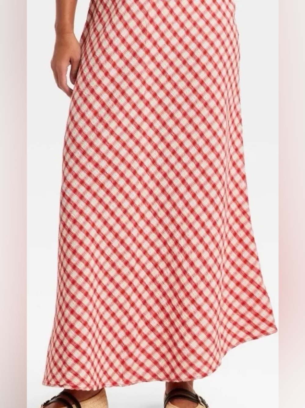 Universal Thread Red and Cream Plaid Maxi Skirt